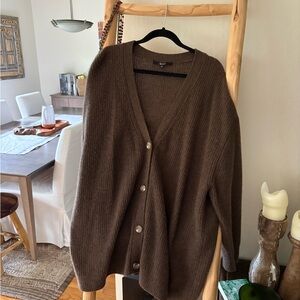 100% Cashmere Brown V-Neck Cardigan